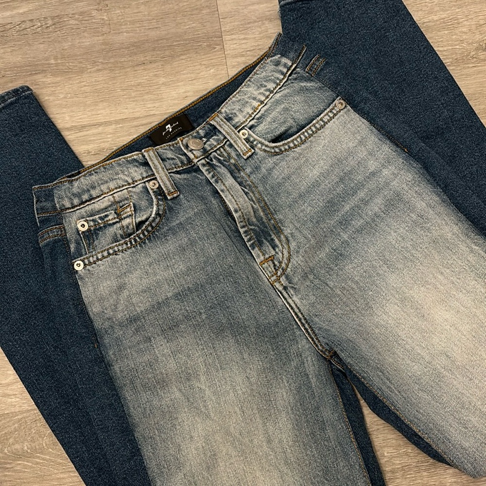 7 For All Mankind Two-Tone Blue Jeans